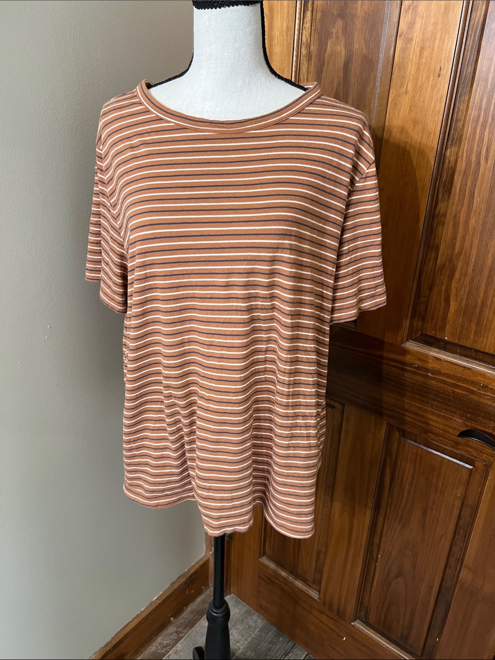 Universal Thread women’s Striped Tee in Rust,blue and Cream